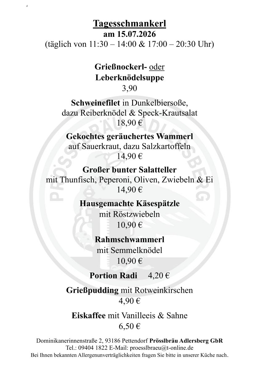 Tageskarte Wasserzeichen A5